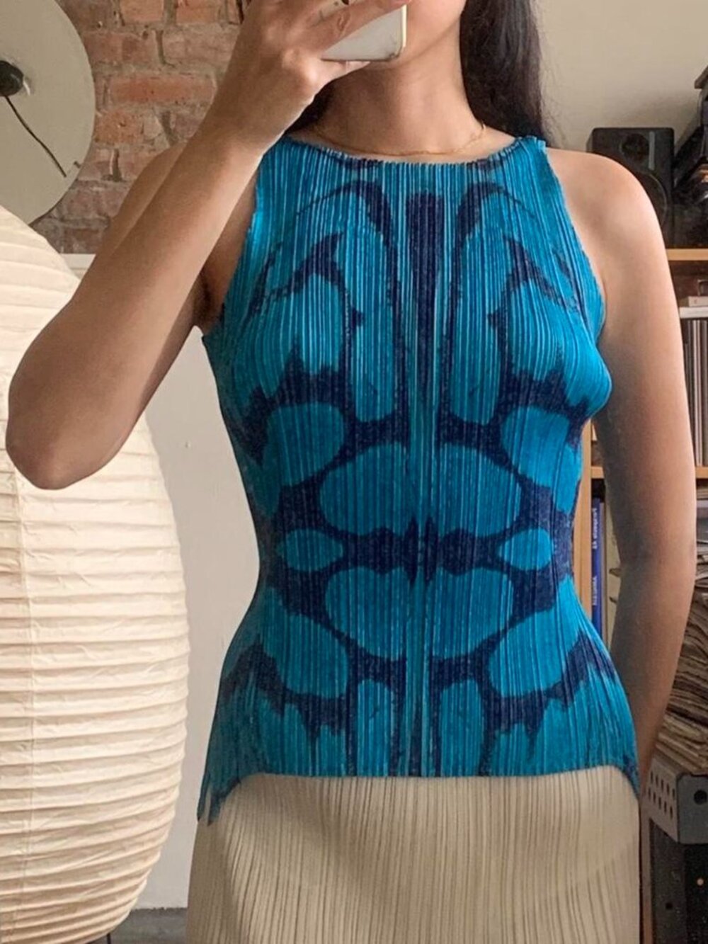 Issey Miyake Pleats Please Print Tank Blue JP3